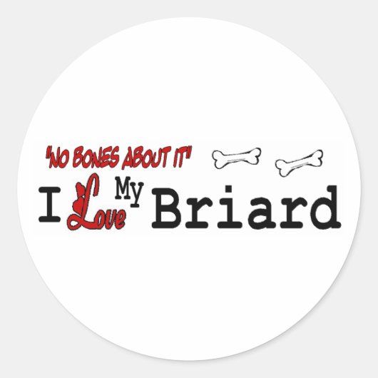 Briard (I Love)ステッカー ラウンドシール (正面)