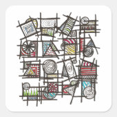 Bric A Brac-Modern Geometric Ink Doodle Art スクエアシール (正面)