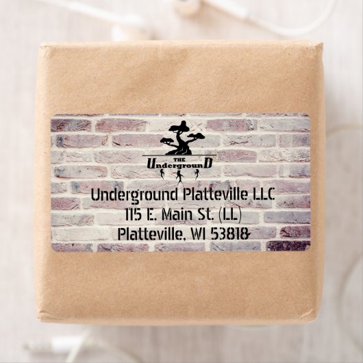 Brick Background Businessロゴと住所 ラベル (インサイチュ)