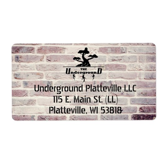 Brick Background Businessロゴと住所 ラベル (正面)