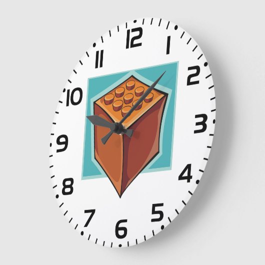 Brick Block Fun Building Toy ラージ壁時計 (傾斜)