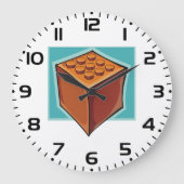 Brick Block Fun Building Toy ラージ壁時計 (正面)