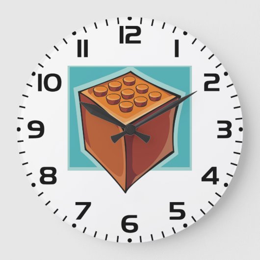 Brick Block Fun Building Toy ラージ壁時計 (正面)