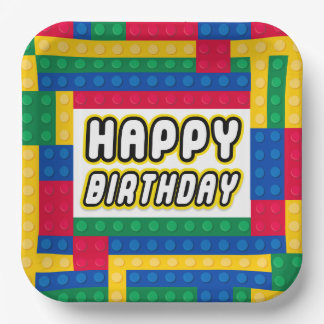 Brick Builder Birthday 9" paper plate ペーパープレート