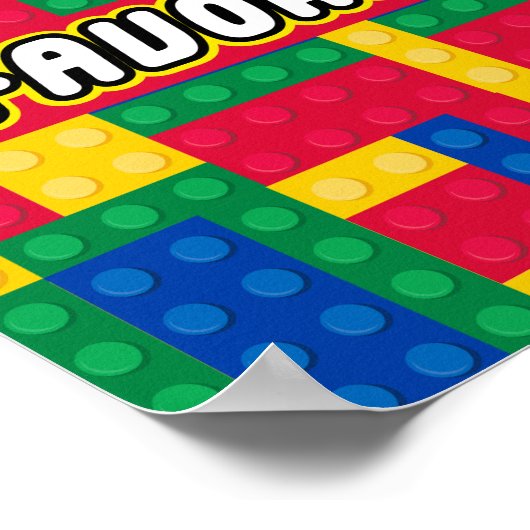 Brick Builder  Birthday Party FAVOR SIGN ポスター (角)