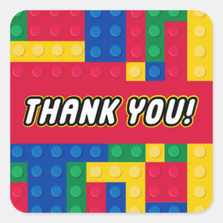 Brick Builder Birthday Party FAVOR STICKER スクエアシール