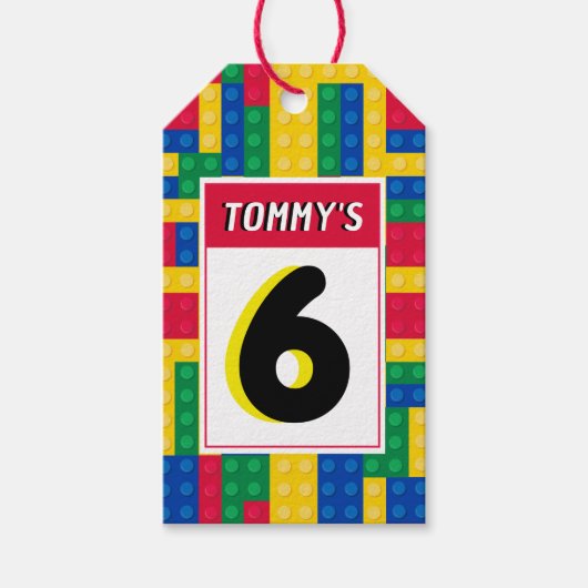 Brick Builder Customizable Birthday FAVOR TAG ギフトタグ (正面)