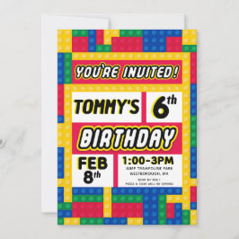 Brick Builder Customizable Birthday Invitation 招待状