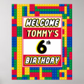 Brick Builder Customizable Birthday Party Welcome  ポスター (正面)