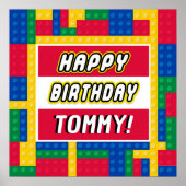 Brick Builder Customizable Birthday Sign ポスター (正面)