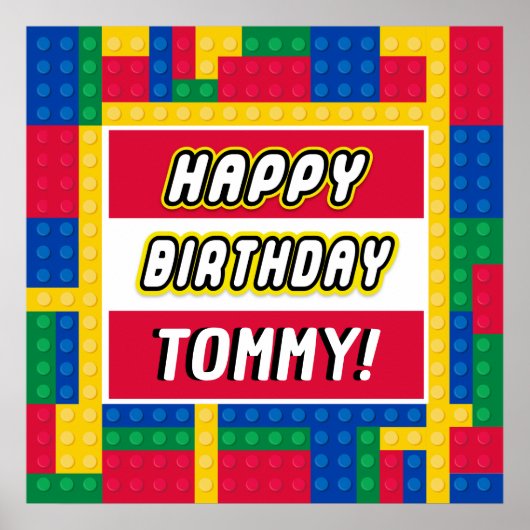 Brick Builder Customizable Birthday Sign ポスター (正面)