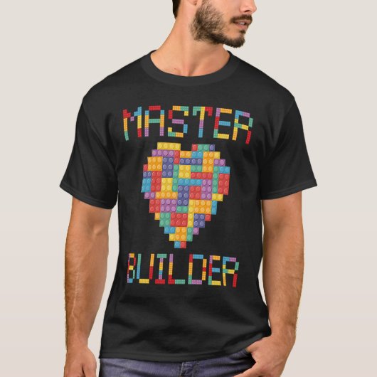 Brick Heart Builder  Blocks Master Builder Tシャツ (正面)