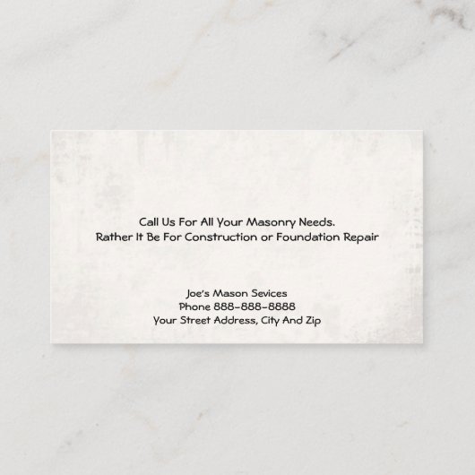 Brick Mason Masonry Construction Business Card 名刺 (裏面)