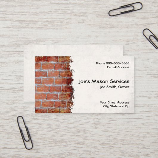 Brick Mason Masonry Construction Business Card 名刺 (正面/裏面インサイチュ)