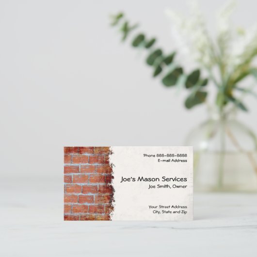 Brick Mason Masonry Construction Business Card 名刺 (スタンド正面)