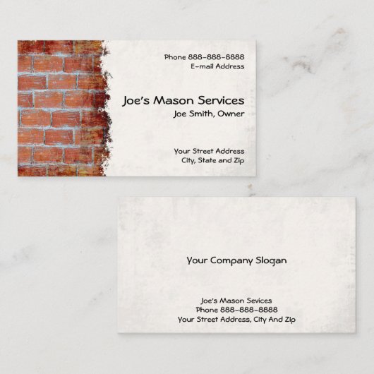 Brick Mason Masonry Construction Business Card 名刺 (正面/裏面)