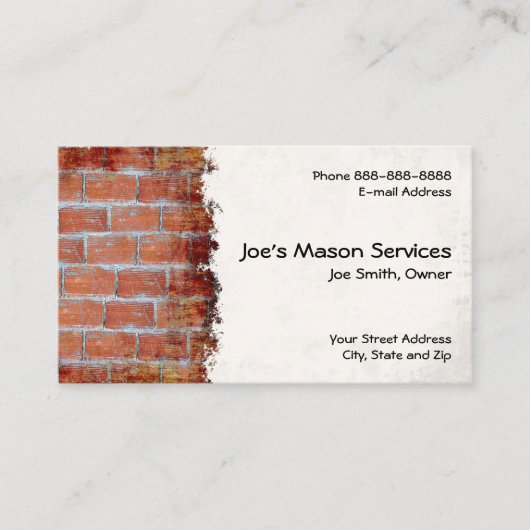 Brick Mason Masonry Construction Business Card 名刺 (正面)