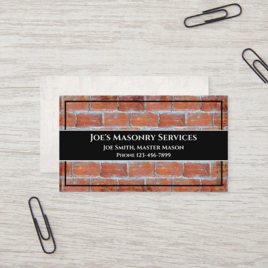 Brick Mason Masonry Construction Business Card 名刺 (正面/裏面インサイチュ)