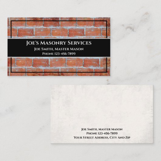 Brick Mason Masonry Construction Business Card 名刺 (正面/裏面)