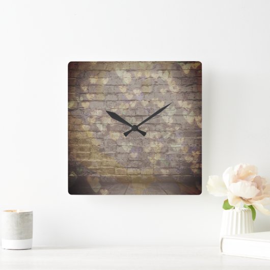 Brick of hearts スクエア壁時計 (ホーム)