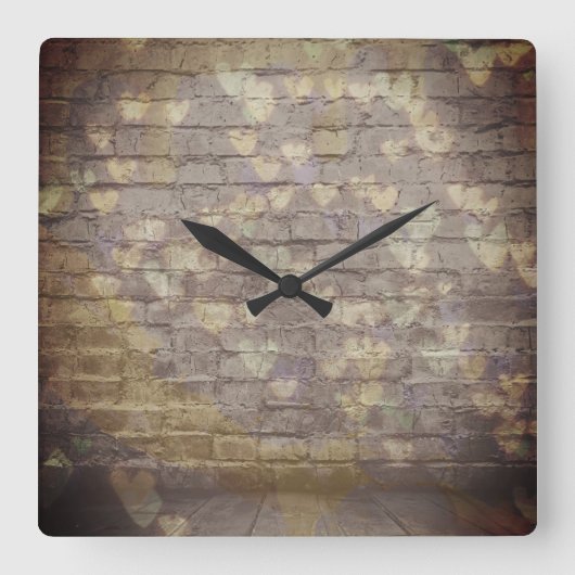 Brick of hearts スクエア壁時計 (正面)