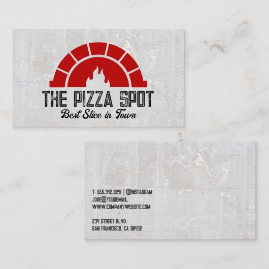 Brick Oven Flame Logo | Pizza Shop 名刺 (正面/裏面)