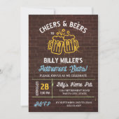 Brick Paint Spatter Cheers & Beers Retirement 招待状 (正面)