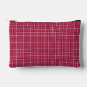 Brick Red and Soft Peach Plaid アクセサリーポーチ (正面)