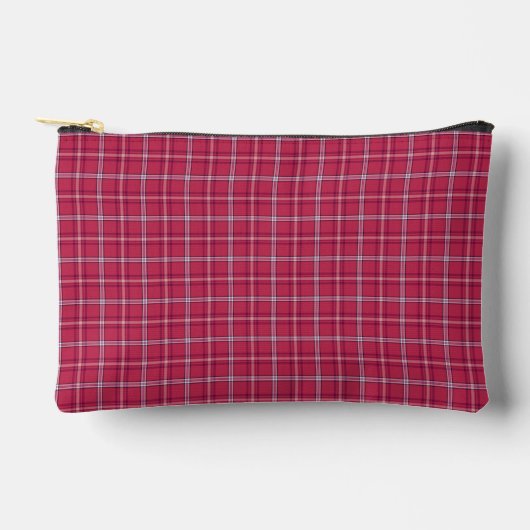 Brick Red and Soft Peach Plaid アクセサリーポーチ (正面)