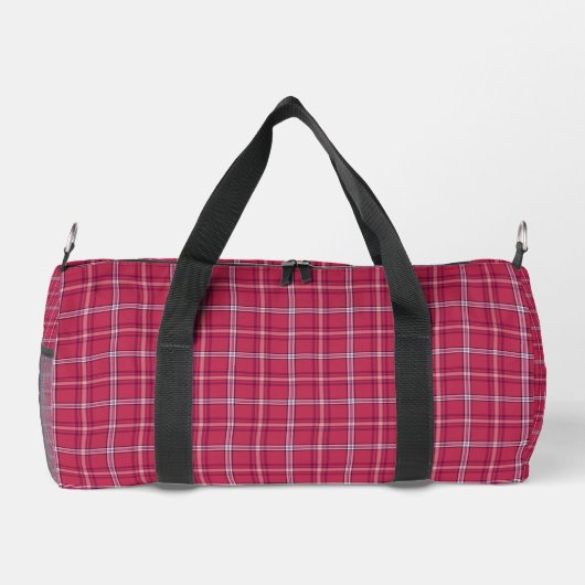 Brick Red and Soft Peach Plaid ダッフルバッグ (裏面)