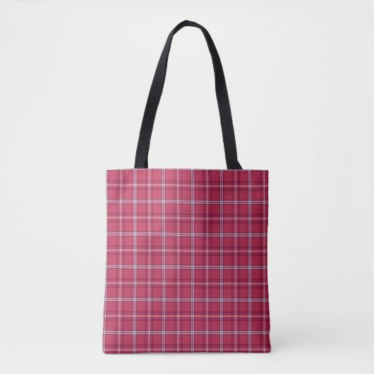 Brick Red and Soft Peach Plaid トートバッグ (正面)