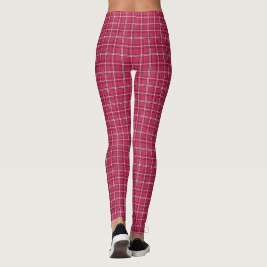 Brick Red and Soft Peach Plaid レギンス (裏面)