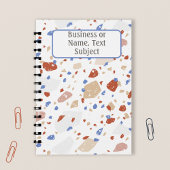 Brick Red Blue & Tan Marble Chips Terrazzo Pattern ノートブック