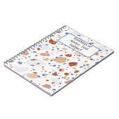 Brick Red Blue & Tan Marble Chips Terrazzo Pattern ノートブック (左側)