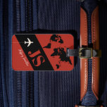 Brick-Red Elegant & Modern Airplane Travel ラゲッジタグ<br><div class="desc">Cool travel themed design, personalized with your own name and initials... with a black map of world and a plane. A luggage tag with a name is important for several practical reasons when traveling. Firstly, it serves as a quick and easy way to identify your luggage among the sea of...</div>