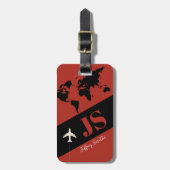 Brick-Red Elegant & Modern Airplane Travel ラゲッジタグ (正面縦)