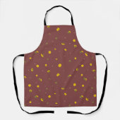 Brick Red Japanese Dandelion Floral Pattern エプロン (正面)
