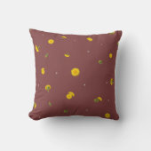 Brick Red Japanese Dandelion Floral Pattern クッション (正面)