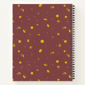 Brick Red Japanese Dandelion Floral Pattern ノートブック (裏面)