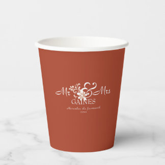 Brick Red Shabby Chic Mr & Mr Wedding Paper cup 紙コップ