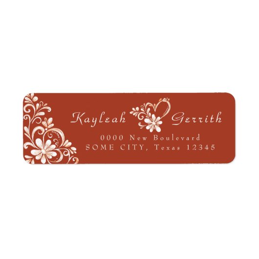 Brick Red Shabby Chic Return Address Label ラベル (正面)