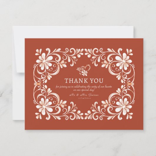 Brick Red Shabby Chic Thank You Card サンキューカード (正面)