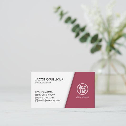 Brick Stone Mason Construction Business Card 名刺 (スタンド正面)