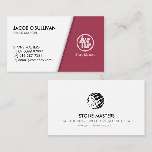 Brick Stone Mason Construction Business Card 名刺 (正面/裏面)