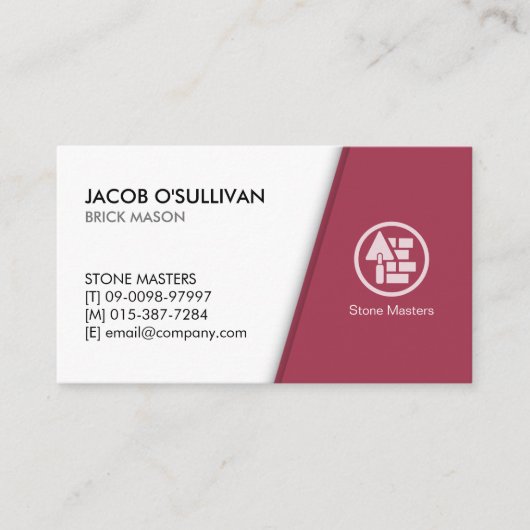 Brick Stone Mason Construction Business Card 名刺 (正面)