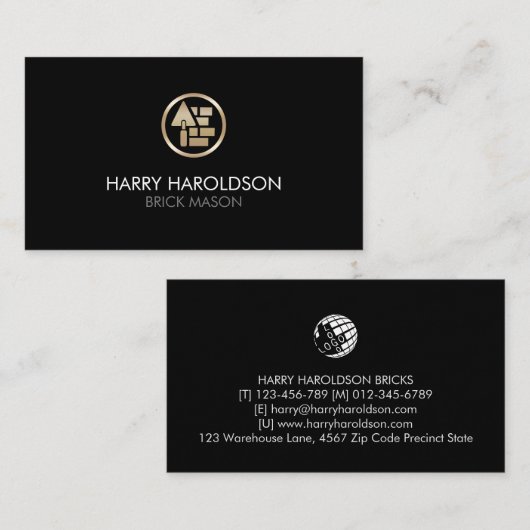 Brick Stone Mason Masonry Construction Business Ca 名刺 (正面/裏面)