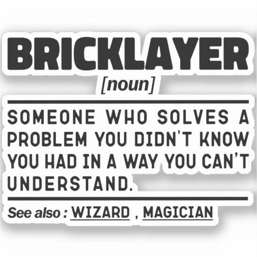 Bricklayer名詞建築ワーカクールー皮肉 シール (正面)