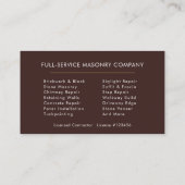 Bricklayer Brick Masonry Construction 名刺 (裏面)