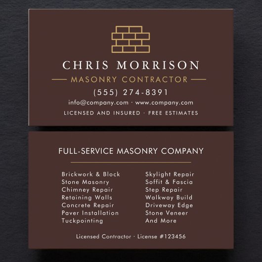 Bricklayer Brick Masonry Construction 名刺