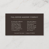 Bricklayer Brick Masonry Contractor Company 名刺 (裏面)
